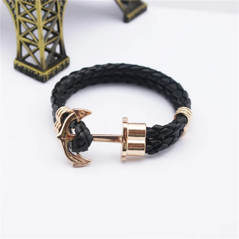 High Quality Fashion Jewelry PU Leather Bracelet Men Anchor Bracelets for Women Best Friend Gift Summer Style