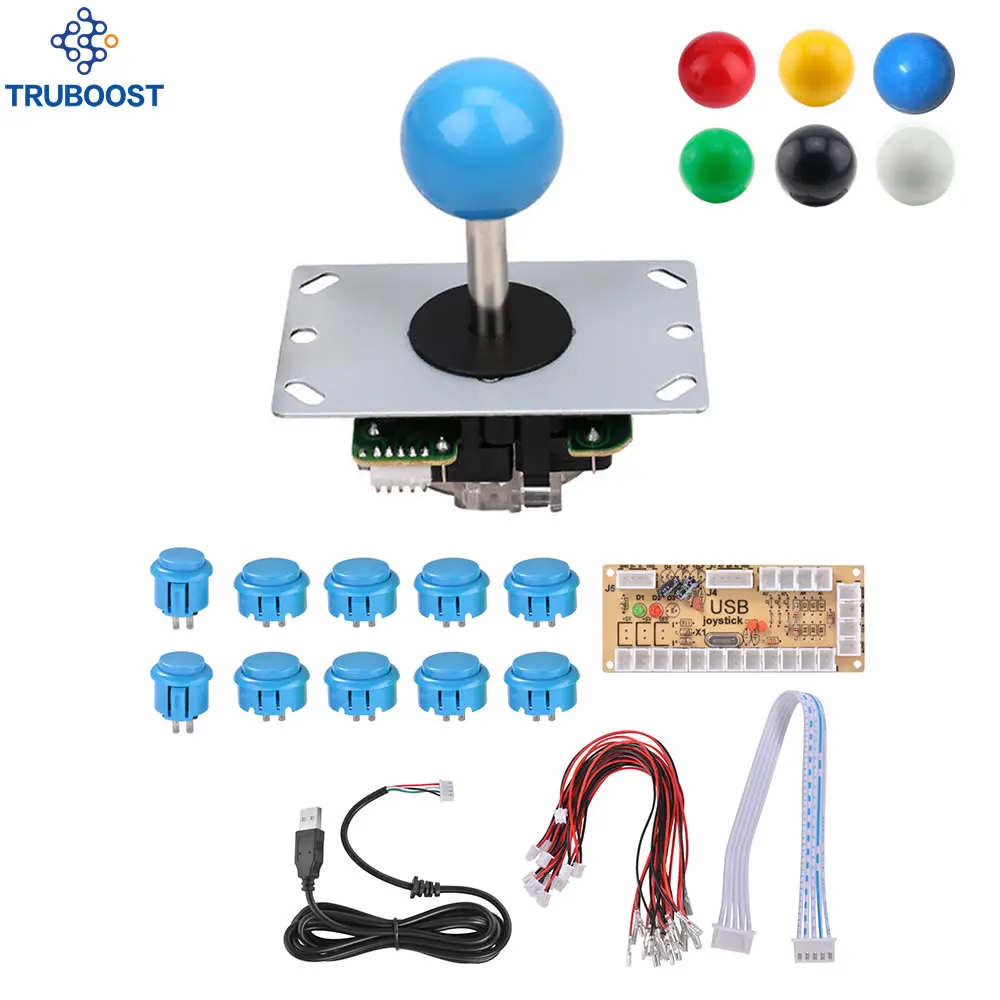 

Arcade Joystick DIY Kits 8 Way 5Pin Cable Joystick Fighting Stick Push Buttons USB Board