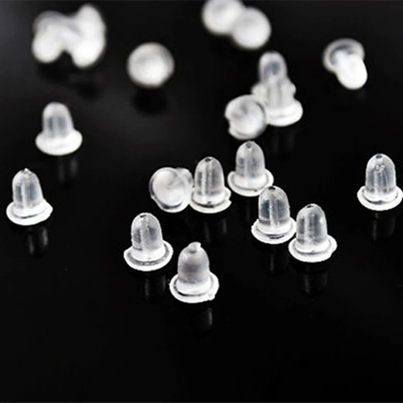 

DIY earrings stud Transparent rubber Ear buckle earplug Prevent allergy earring rubber button 100pcs/lot
