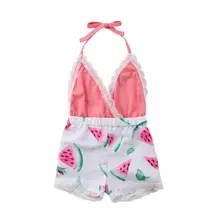 Кружевные комплекты для новорожденных девочек, хлопковый комбинезон с кружевным лоскутным принтом, комбинезон, одежда