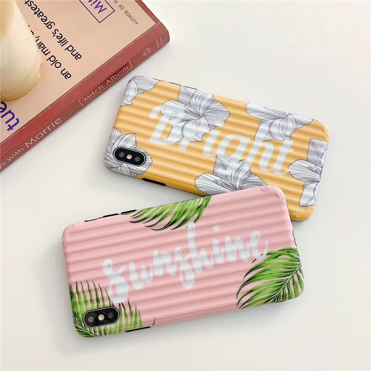 

luggage texture Summer Forest Leaves Phone Case For iphone 7 8 Plus 6 X XR XSMAX Cases For iphone XS Max XR Soft IMD Cover