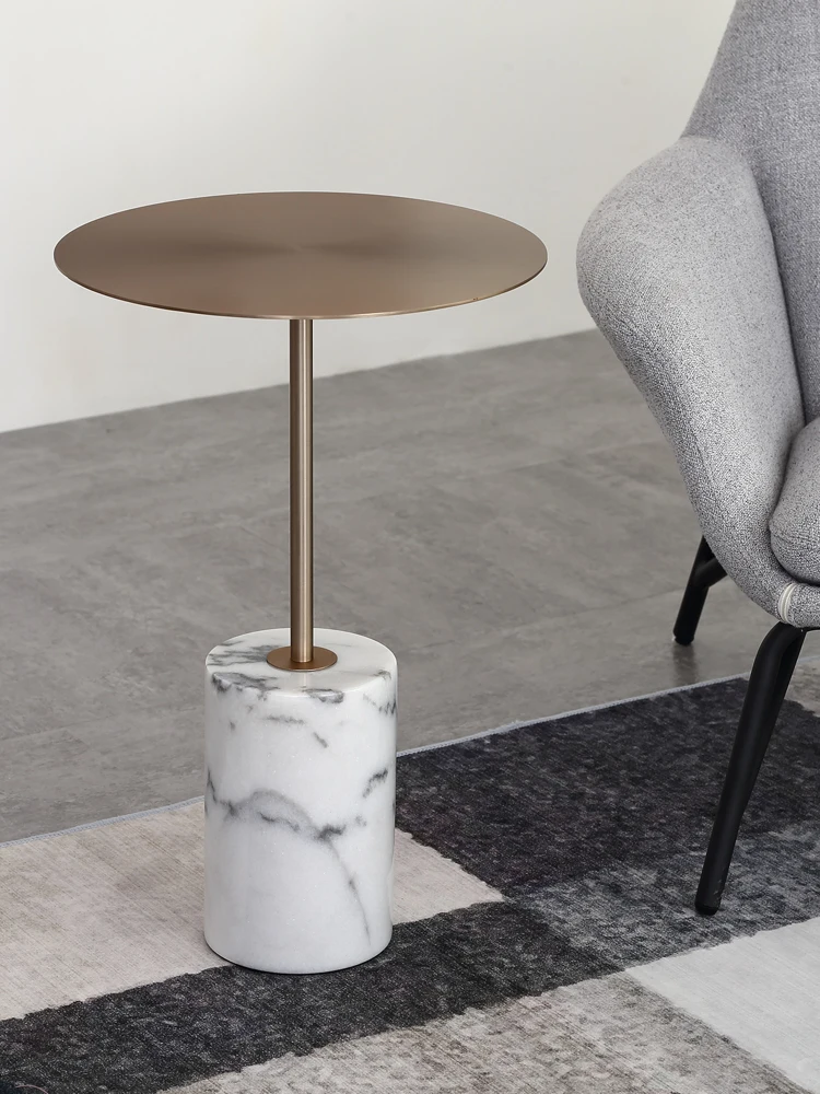 Marble side table Nordic modern minimalist designer model room balcony living room cafe small rounded corner table Marble side table Nordic modern minimalist designer model room balcony living room cafe small rounded corner table