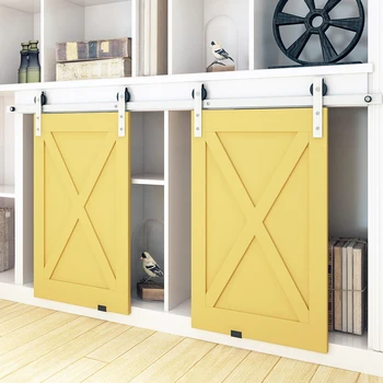 

Kinmade Double Cabinet Barn Door Hardware Stainless Steel Brushed Strape Mini Roller Barn Door Track(No Cabinet)