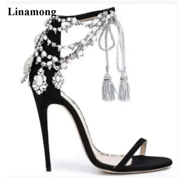 

High quality New Arrival Suede Leather Women Party Dress Shoes Patchwork Lace-Up Decoration High Platform Thin Heels Sandals