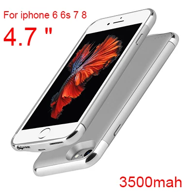 Slim Ultra Thin Battery Charger Case For iPhone 8 7 6 6s Plus Power Bank Battery Charger Phone Case For iPhone 6 6 s 7 8 X XS - Цвет: i6 i6s i7 i8 Silver