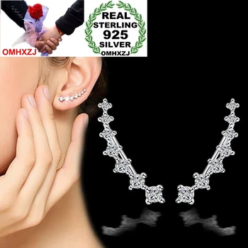 

OMHXZJ Wholesale Sweet Elegant Fashion OL Woman Girl Party Fine Four Claws Seven Stars Zircon 925 Sterling Silver Ear Clip YS449