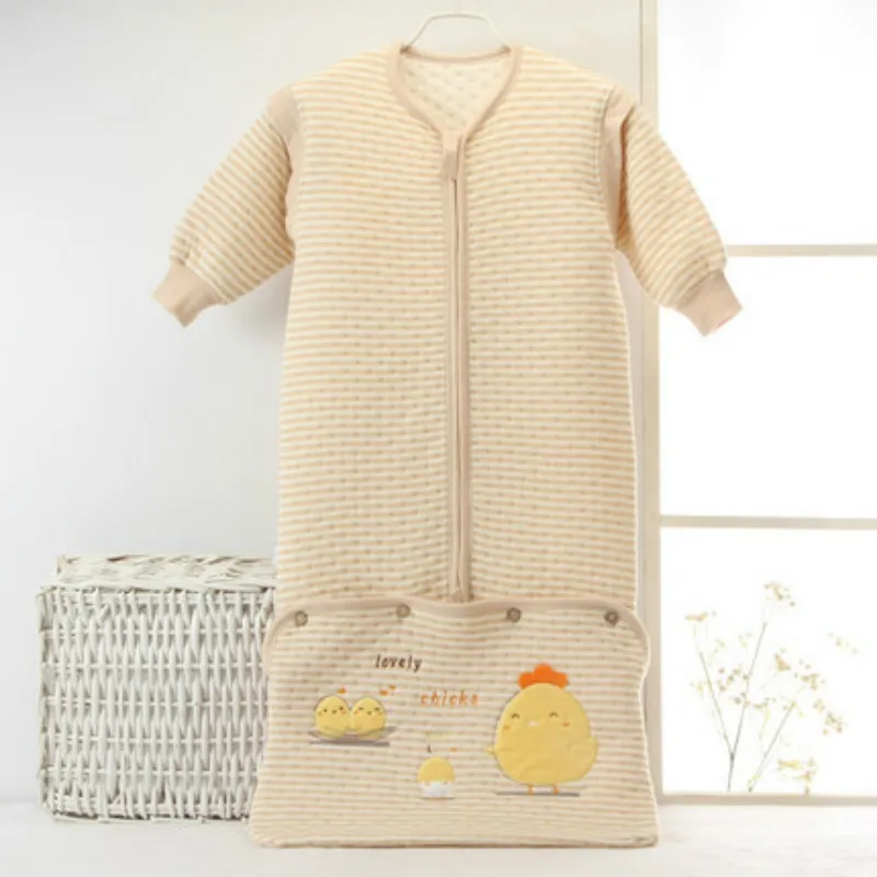 

Organic Cotton Baby Sleeping Bag Detachable Sleeve Anti-kick Children Quilt Spring Autumn Sleeping Sack Cartoon Infant Swaddle