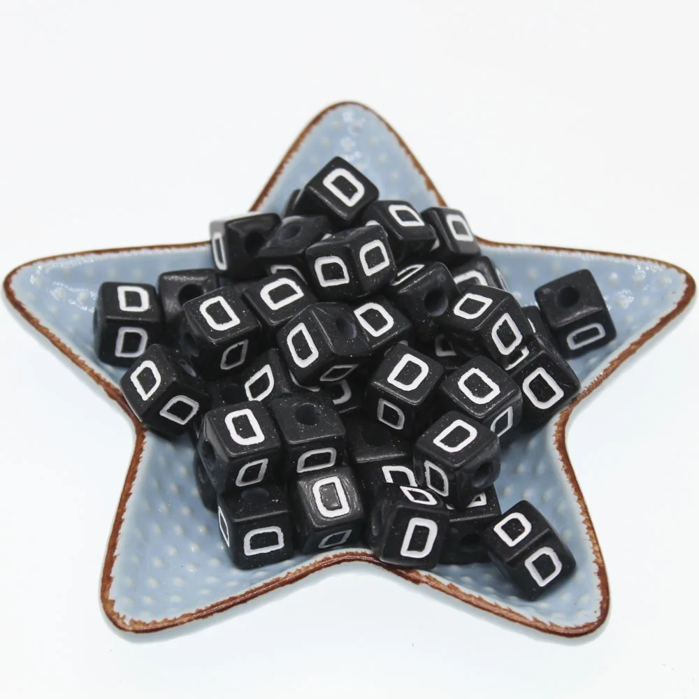 CHONGAI 100 шт кубические акриловые бусины с буквами один Алфавит A-Z черный квадратный браслет бусины для изготовления ювелирных изделий 10*10 мм