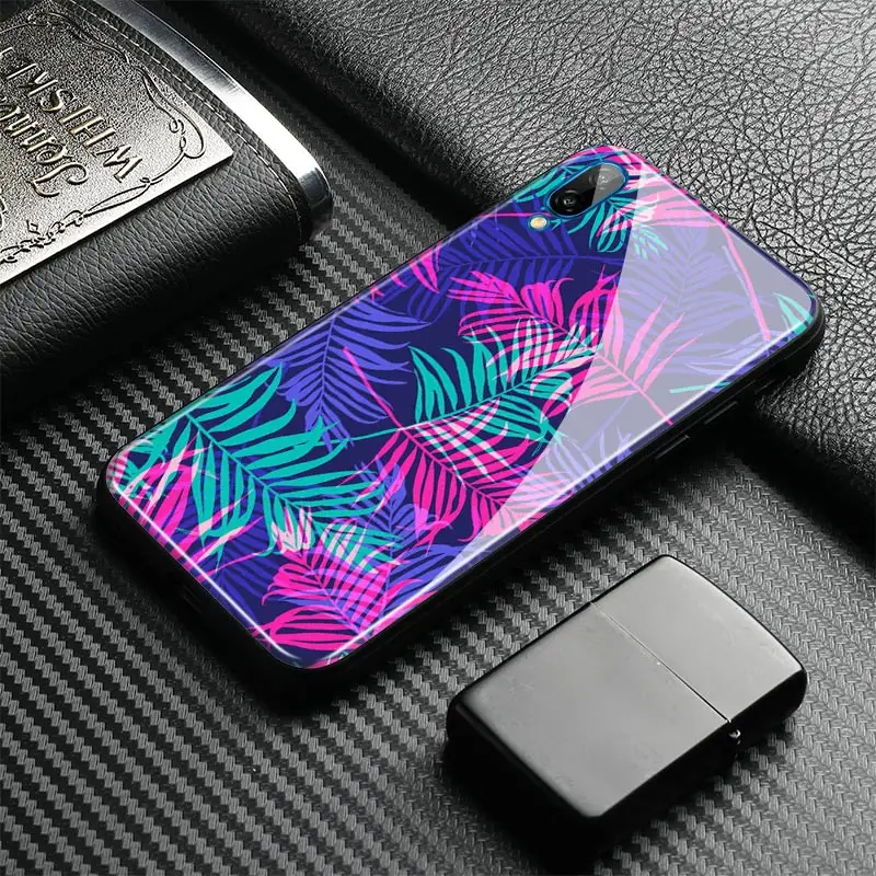 Абстрактный Пальма листья Стекло Мягкий силиконовый чехол для телефона huawei Honor 8x