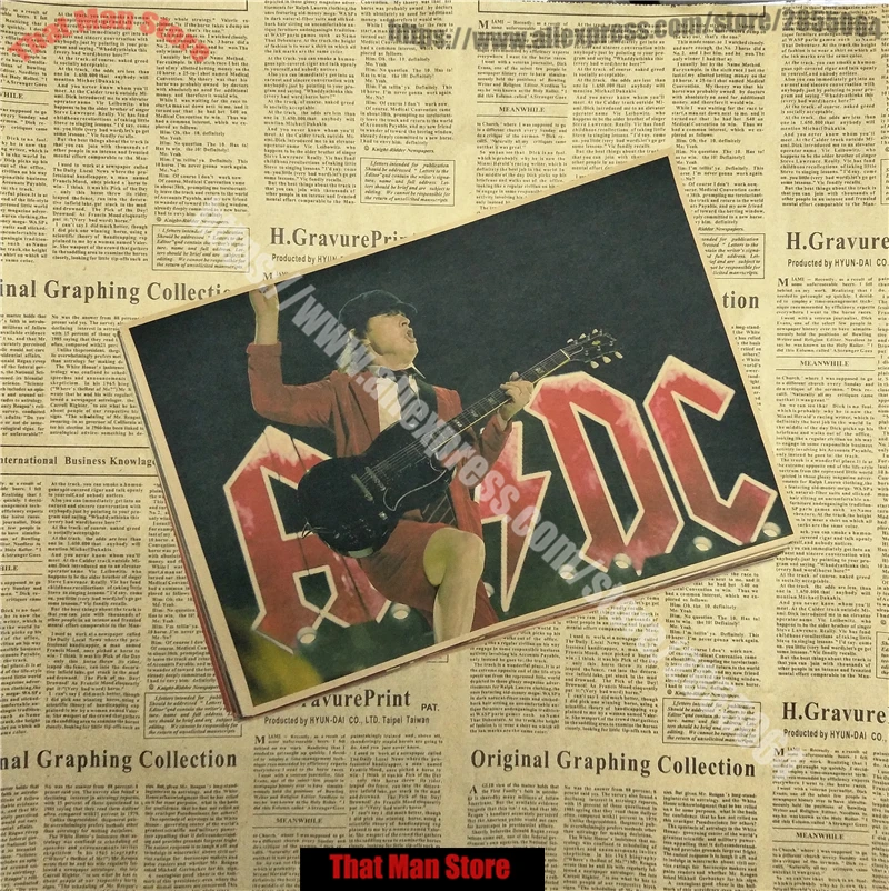 ВИНТАЖНЫЙ ПЛАКАТ ACDC крафт ретро старый рок-н-ролл Старый плакат евро и американская музыкальная команда звезда Ретро плакат