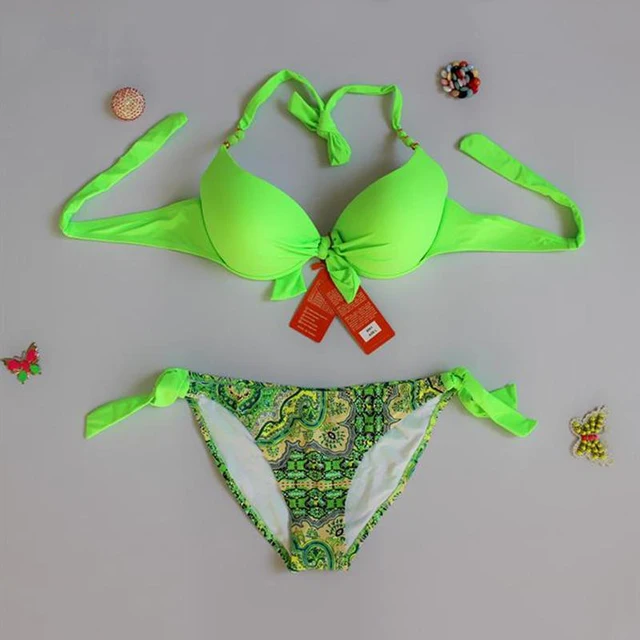 Buy New Floral style bikini set women push up vintage