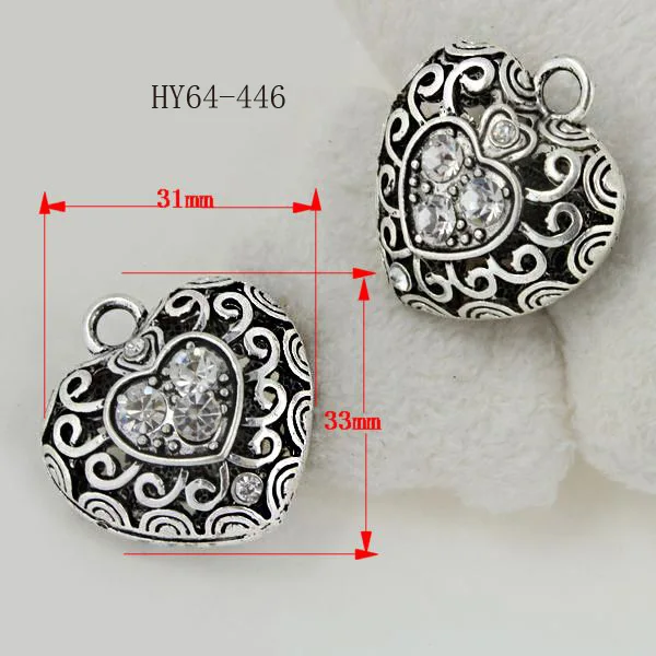 

necklaces & pendants Tibetan silver filigree spiral heart pendants whit rhinestone 64-446
