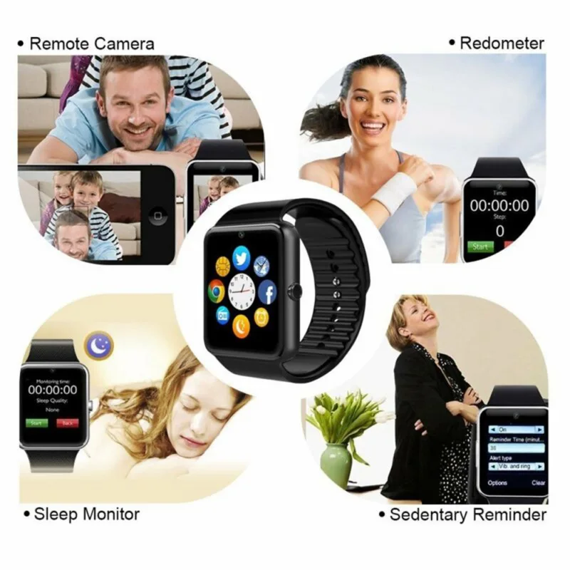 Цифровые часы с ЖК-картой, Bluetooth 3,0 GT08, часы для ношения, многоязычный спортивный браслет для мониторинга здоровья, только для телефонов Android