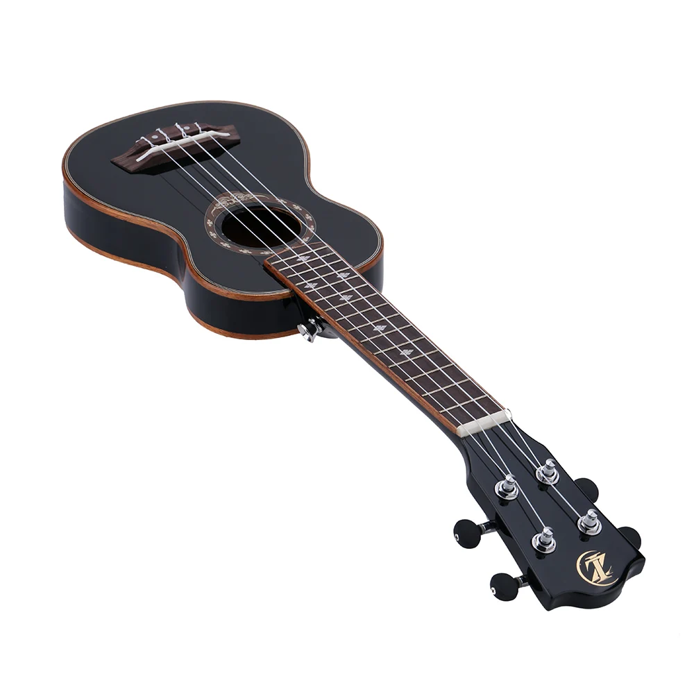 Black Color Delicate Design 21" Soprano Ukulele 4 Strings Spruce