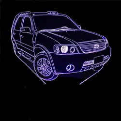Творческий подарок для детей Home Decor видения Led 3D моделирование автомобилей настольная лампа Usb 7 цветов Изменение транспортного средства