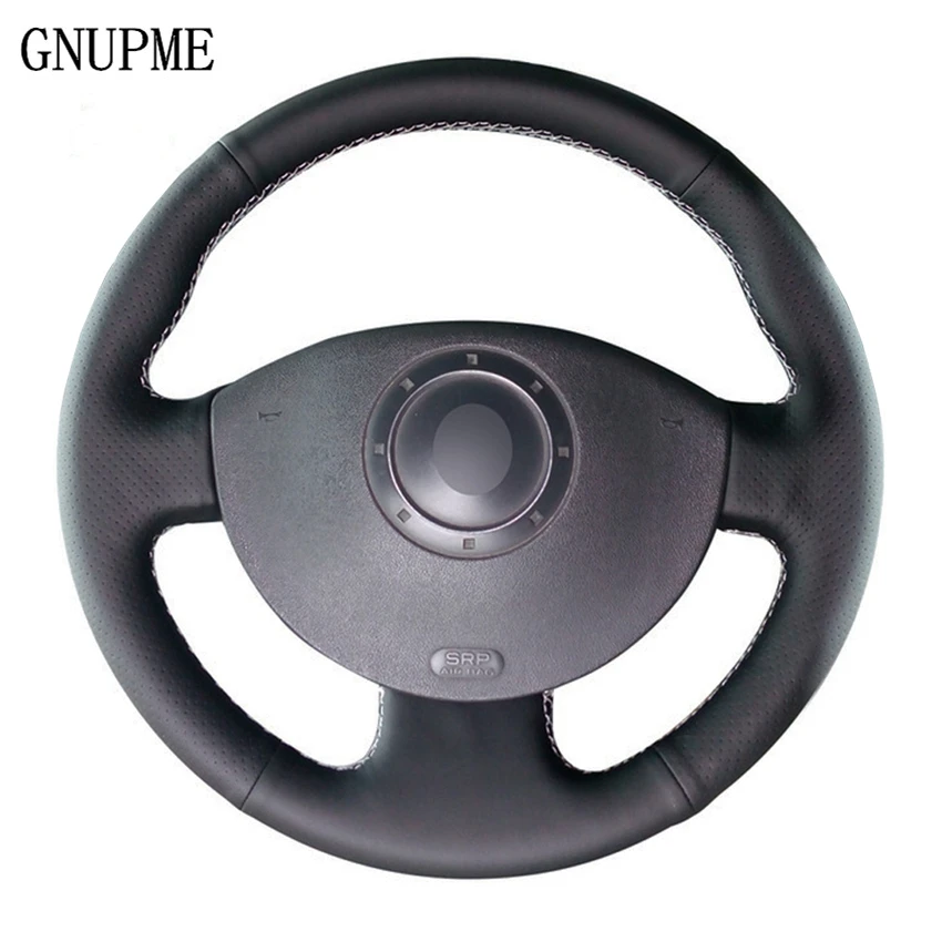 Черный чехол на руль из искусственной кожи ручной работы для Renault Megane 2 2003 2008 Kangoo
