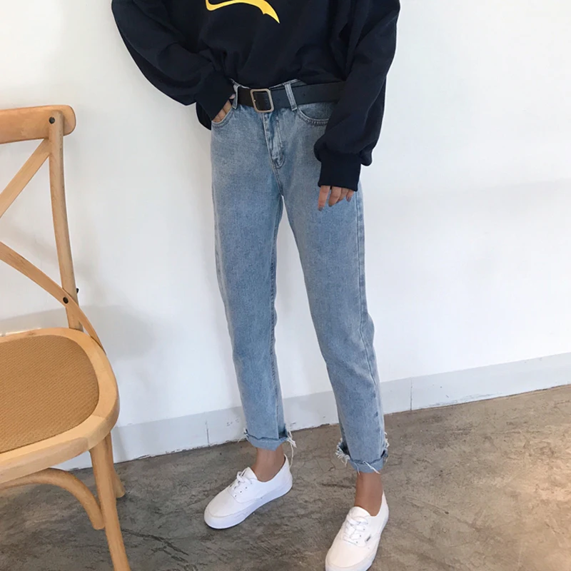 Spring Summer Denim Pants Women Casual High Waist Ankle-Length Pants Female Casual Straight Jeans Spring Summer Denim Pants Women Casual High Waist Ankle-Length Pants Female Casual Straight Jeans