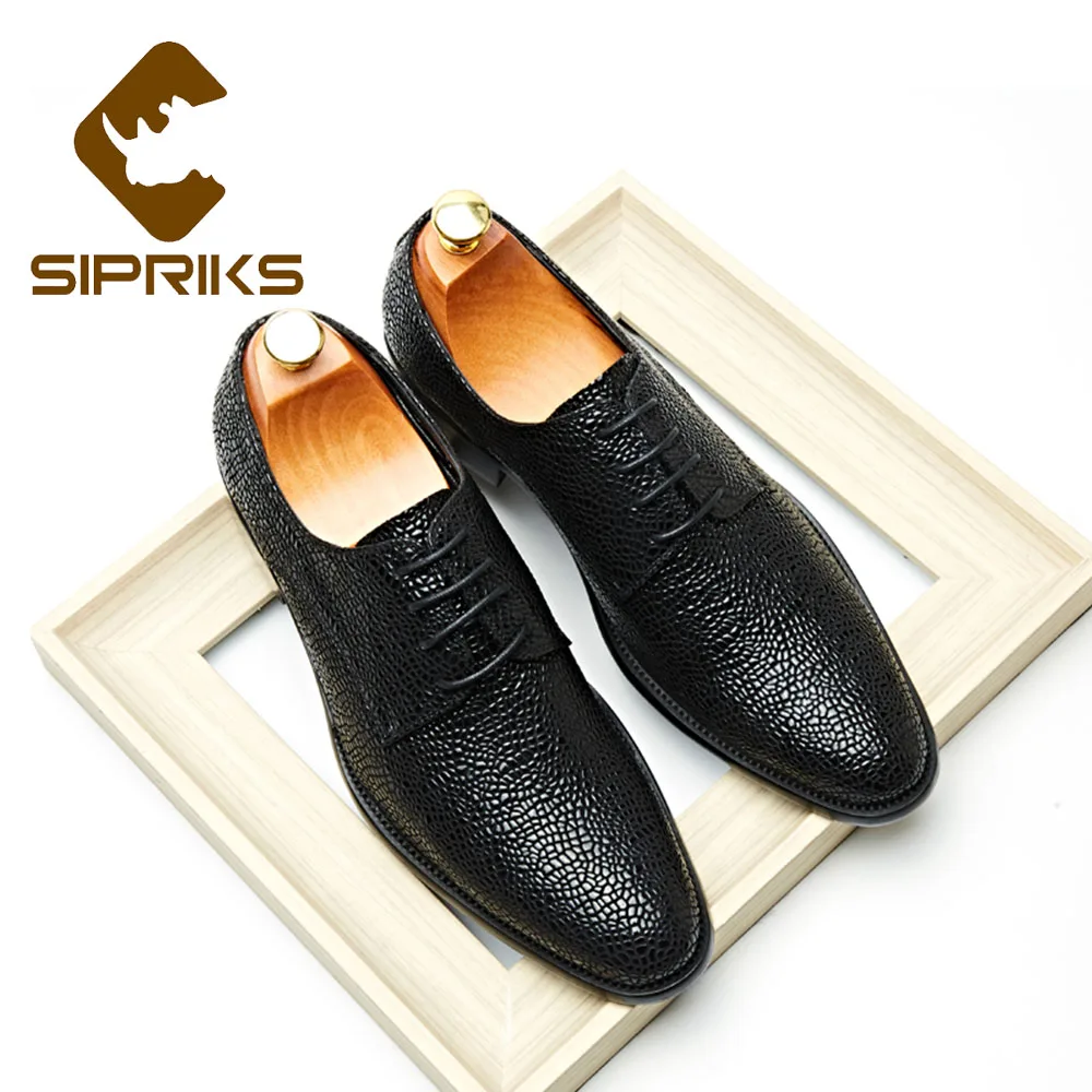 

Sipriks Luxury Patent Leather Black Derby Shoes Elegant Mens Classic Business Office Shoes Pointed Glossy Gents Suit Formal Shoe