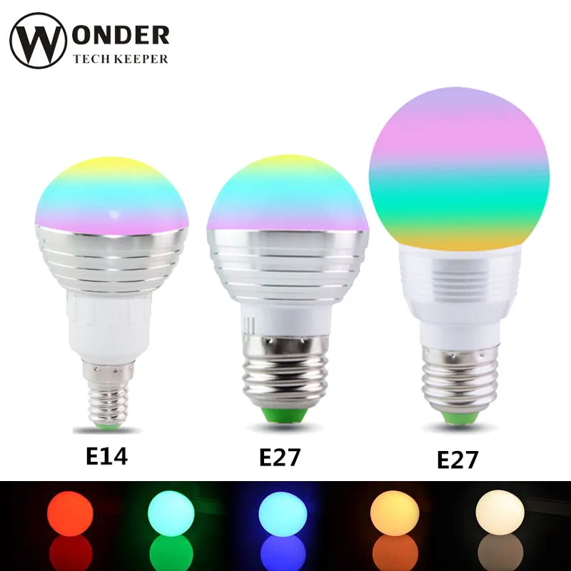 RGB Lamp E27 E14 RGB LED Bulb Light 3W/5W Led Spot light 16 Color ...