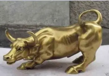 

Small Wall Street Brass Fierce Bull XOX Statue