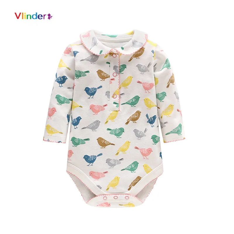 Vlinder/Rompe/детская одежда для маленьких девочек; разноцветная одежда с принтом «Magpie»; сезон весна-лето; хлопковые боди с оборками и манжетами для новорожденных - Цвет: Long sleeves