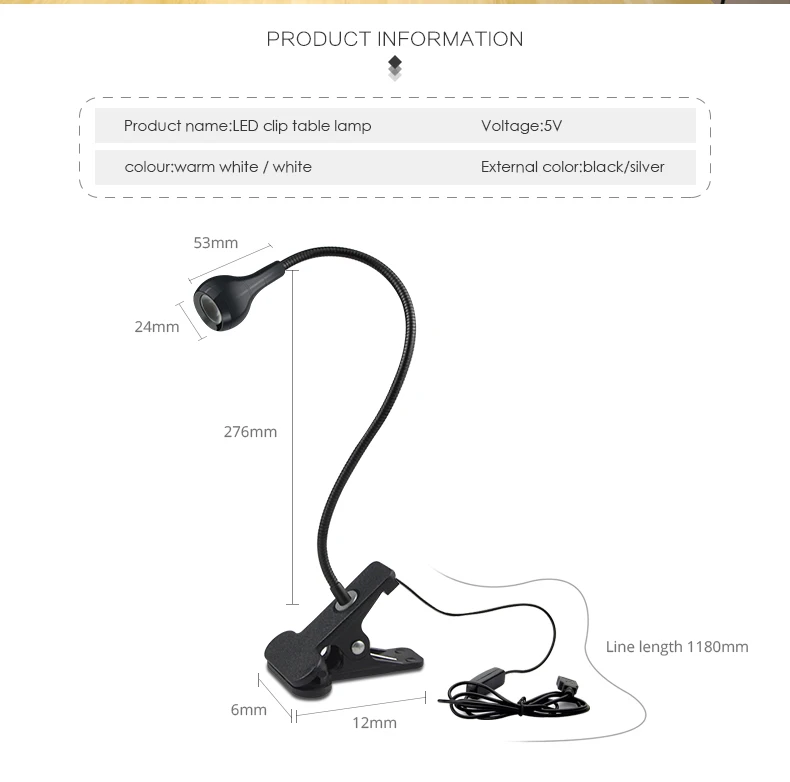 USB настольная лампа Гибкая светодиодный настольная лампа кровать для чтения книг с держателем клип 360 градусов изгиб Регулируемый