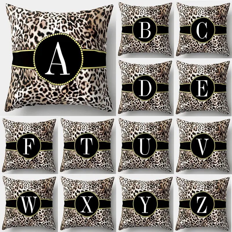 

Leopard Pattern Letter Decorative Cushion Cover Pillow Pillowcase Polyester 45*45 Throw Pillows Home Decor Pillowcover 40840