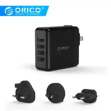 ORICO 4 порта USB зарядное устройство для путешествий с конвертером EU UK AU Plug 5V6. 8A34W настенное зарядное устройство для iPhone samsung Xiaomi huawei