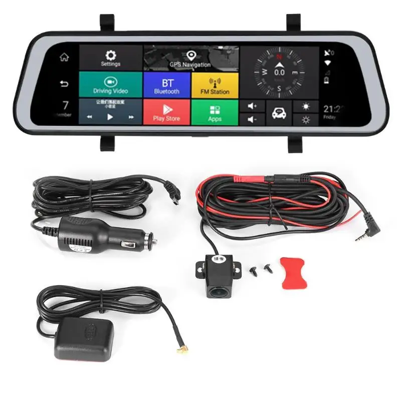 9,66 дюймов 4G Android 8,1 Автомобильное зеркало заднего вида DVR камера gps Navi Dash Cam двойной объектив g-сенсор/Bluetooth/WiFi/ADAS Function2019