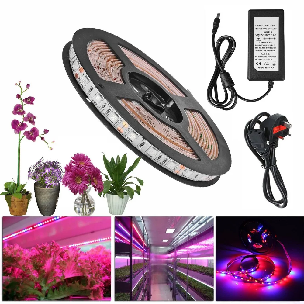 

LED Grow Light Full Spectrum Red Blue 4:1 Plant Growth Light + power adapter for Aquarium greenhouse Hydroponic Plant DC 12V