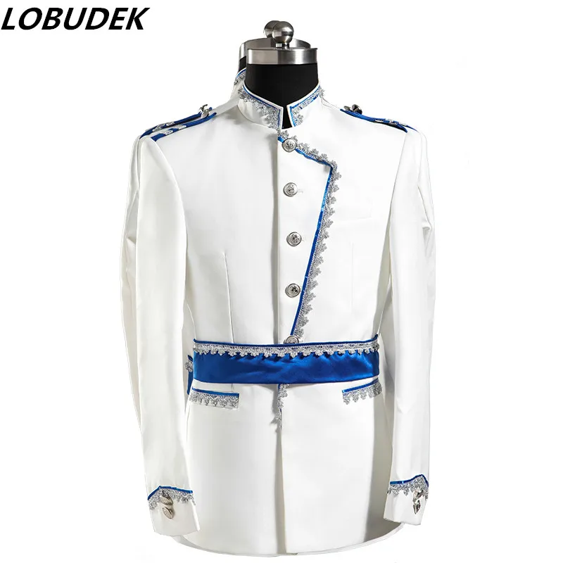 

costume sexy costume Fashion royal clothes male formal dress costume white for singer dancer star nightclub