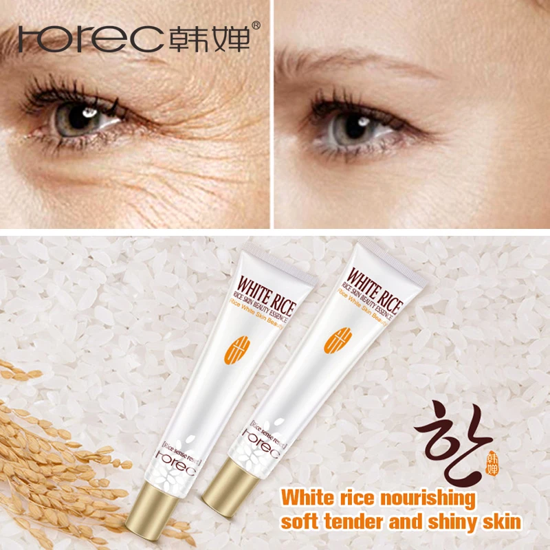 ROREC White Rice Eye Cream Anti Wrinkle Eye Bag Hyaluronic Acid Eye Serum Remove Dark Circles Facial Skin Care moisturizing 20ML