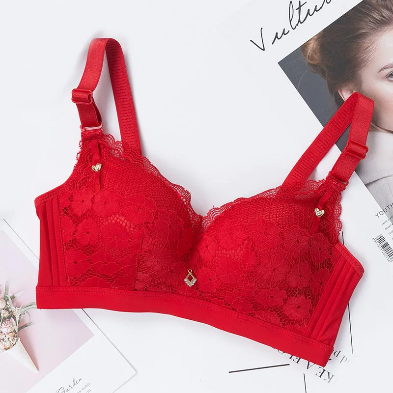 

Beautiful Embroidery Woman Underwear Bra Flower Patterns Bras Seamless Push up Cup Bralette Wireless Sexy Lace Lingerie
