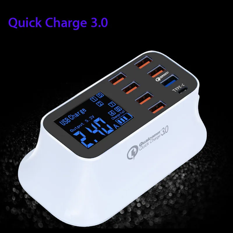 

QC 3.0 Multi 8 Port USB Desktop Charger HUB for xiaomi mi 8 lite pro MIX3 2S 2 MAX 3 2 6 5 A2 pocophone f1 black shark a1