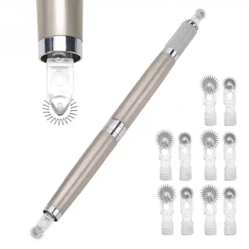 

Disposable Tattoo Set Double-end Eyebrow Tattoo Pen + Roller Eyebrow Needles Tattoo Curved Blade Permanent Makeup Pen