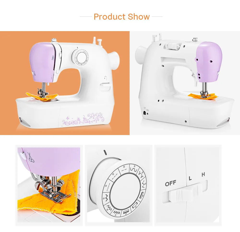 1803 Household Mini Automatic Thread Sewing Machine Double Speed Control Button with 12 Different Stitches