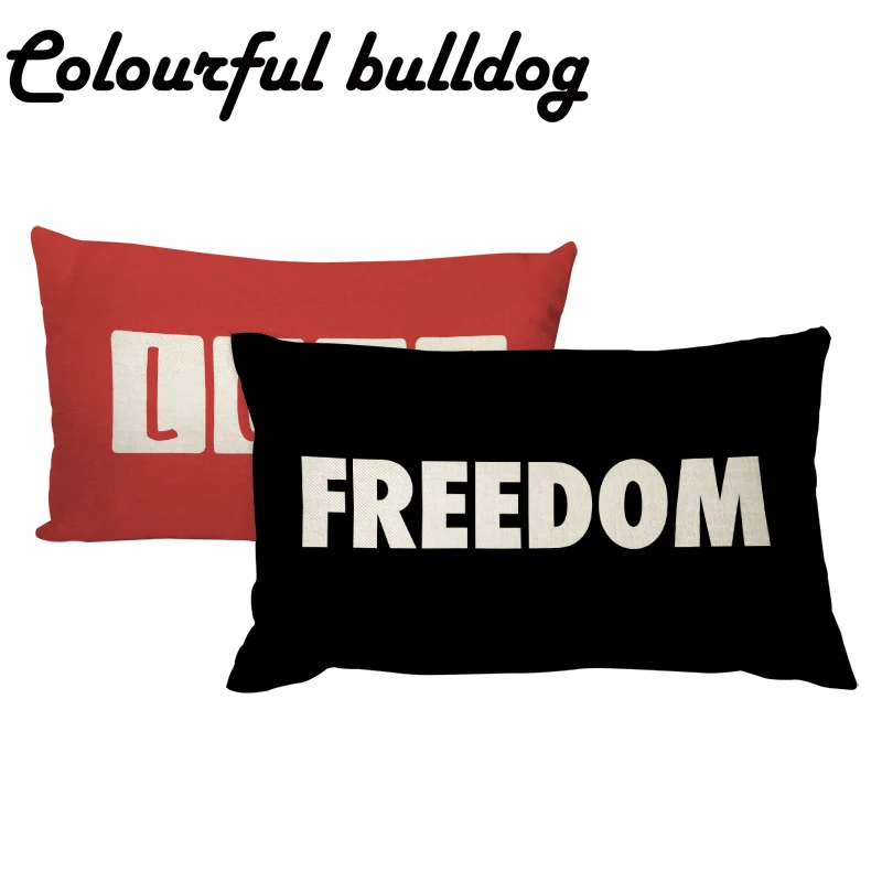 Fashion Cushion Cover Nordic Letter Red LOVE Black FREEDOM Lumbar Throw Pillow Case 30*50cm Rectangle Decorate Living Room Yard | Дом и сад