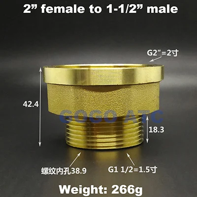 2 шт. много DN25 DN32 DN40 латунь установка оборудования 1 дюйм 1 1/4 1-1/2 2 дюйма G фитинг мужского и женского разъем воды совместных - Цвет: 2 to 1.5 inch