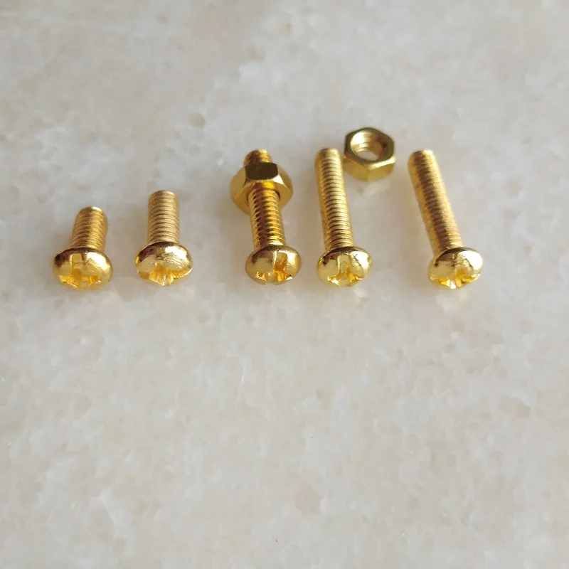 50pcs M4 Gold Cross Pan Head Machine Screws with Nuts round Head Chandelier Lighting Accessories for Home Improvement