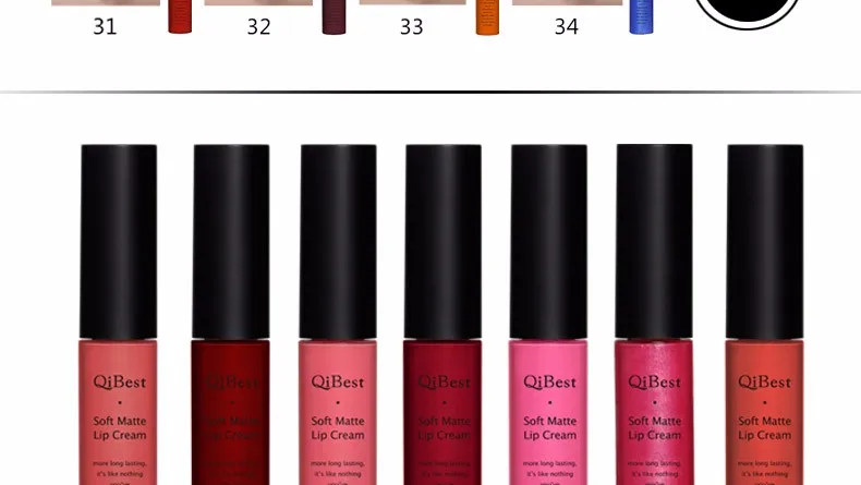 Горячая бренд Qibest макияж 34 цвета Блеск для губ длинная-долговременная губная помада водонепроницаемый блеск для губ Макияж 7 мл# q1617