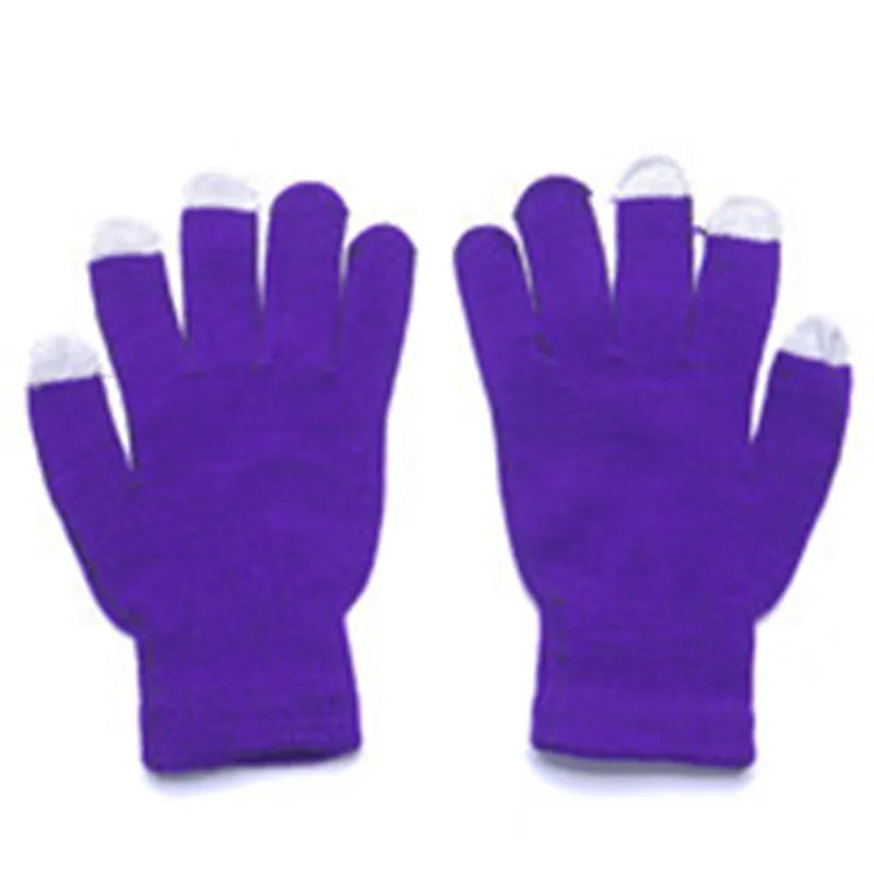 Purple Новые поступления, унисекс, зимние теплые емкостные вязаные перчатки, грелки для рук, для игр, для мобильных телефонов, сохраняющие тепло, для зимы, варежки, перчатки, мягкая ткань - Цвет: Purple