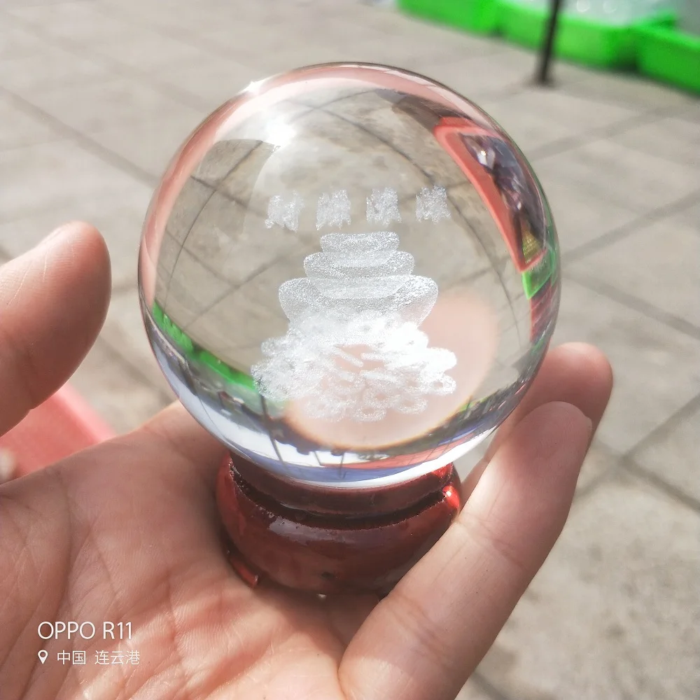 50 мм Лазерная Гравировка 3D редкий прозрачный хрустальный шар Сфера Хрустальные