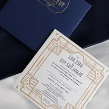 Cocostyles на заказ элегантные Геометрические рамки inivitation карты с темно-синий конверт для классической свадебной вечеринки