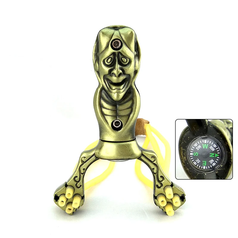 Powerful Outdoor Hunting Demon Shape Catapult Slingshot PU Leather Catapult Professional Tactical AluminiumTool Accessories