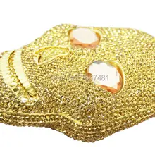 LaiSC Золотая вечерняя сумка для праздников, вечеринок, кошелек, женская сумка, дьявол, для девушек, кристалл, алмаз, серебряный череп, клатч, сумка SC027-B