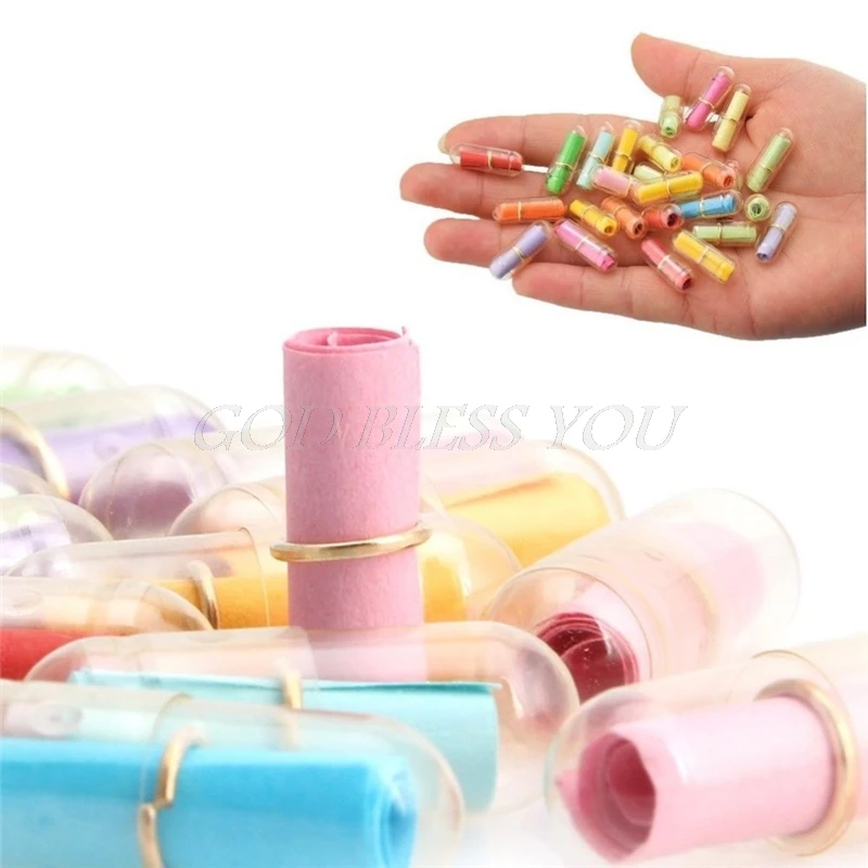 100PCs(approx.)/Pack Message in a Bottle Message Capsule Letter Love Pill Full Clear Wish Bottle With Paper Scrip Storage