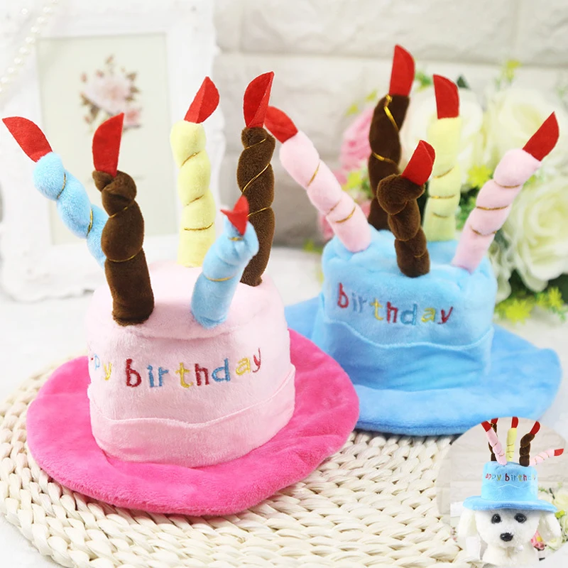

New Birthday Cake Cap For Pets Dogs Cute Hat Pet Cap Birthday Party Hat With Happy Birthday Candles For Dogs Cats Party supplies