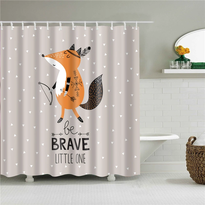 

Mildewproof bathroom shower curtain polyester cartoon bath screen curtain home decoration accessories cortinas para bano