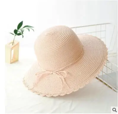 Новые летние женские солнечные шляпы для дам защиты от солнца приморский праздник большая соломенная шляпа Открытый Путешествие ручной работы пляжная шляпа колпачок поп - Цвет: Розовый