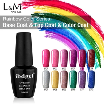 

3 Bottles Set Rainbow Gel Polish Uv Led Gel Nails Polish (Top Coat+Base Coat+Color) Glitter Beauty Gel Varnish Fast Shipment